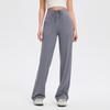 Calça Esportiva Drapeada Chaijue para Mulheres, Perna Larga Leica Cintura Alta Casual para Exterior, Calça de Fitness Yoga Escovada de Alta Elasticidade