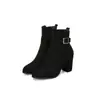 Hebilla de Cinturón Correa Cruzada Botines Botas de Caballero Coreanas Botas de Comercio Exterior Tacón Grueso Botas de Tacón Medio Talla Grande X187