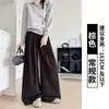 Calça de terno de veludo cotelê feminina, novo estilo primavera e outono, emagrecedora e com bom caimento, calça casual para baixinhas, calça larga de perna reta estilo coreano