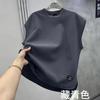 Chaleco de verano nuevo para hombre, camiseta sin mangas holgada y transpirable con hombros anchos, chaleco americano de cuello redondo de color sólido pesado, moderno