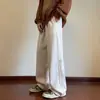 Calças Casuais Listradas Masculinas Outono Novo Estilo Hong Kong Modernas Soltas plus size Calças de Perna Reta Moda Estudantil Etiquetadas Calças de Perna Larga