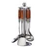 Espátula de Acero Inoxidable, Utensilios de Cocina para el Hogar, Juego de Siete Piezas de Palosanto, Cuchara para Sopa, Espátula para Freír, Colador, Juego de Utensilios de Cocina, Espátula para Cocinar