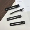 Pinza para el pelo de cuero negro simple estilo coreano, pinza lateral, pinza de pico de pato, accesorios para el cabello, fabricante mayorista, accesorios para el cabello para mujer