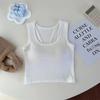 Otoño e Invierno cepillado estilo americano pequeño cabestrillo chaleco calefactor cálido ropa exterior ropa interior con almohadilla en el pecho espalda bonita top ajustado de una pieza