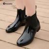 Nuevas botas de lluvia cálidas de fabricante zapatos de agua de moda de corte bajo en forma de U tendencia estilo coreano corte bajo elásticas brillantes botas de lluvia para mujer