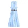 Venta Caliente Transfronteriza de AliExpress Nuevo Artículo de Llegada Primavera 2026 Vestido Midi sin Mangas de Cuello en V con Cinturón 5029101