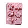 Forma de Silicone para Bolo 6 Meias de Árvore de Natal Uniformes Floco de Neve Papai Noel Classe de Feriado DIY Assar Virar Forma de Doce