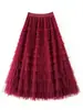 Saia de Bolo Patchwork em Renda 2026 Primavera, Verão, Outono, Inverno Novo Estilo Saia Midi Saia Longa Evasê Saia de Tule Bufante