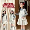 Conjunto de vestido con tirantes para niña 2026 otoño lindo vestido floral para niños mayores versátil vestido corto de dos piezas