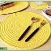 Alfombrilla redonda ovalada de cuerda de algodón tejida para mesa de comedor del hogar, posavasos, alfombrilla aislante, base para plato, duradera