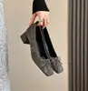 332-85 Ante Maillard Punta Cuadrada Moño Tacón Grueso Zapatos de Salón Retro Suave Otoño/Invierno Commute Boca Baja Zapatos de Salón para Mujer