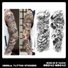 Pegatinas de Tatuaje Herbales de Brazo Completo Transfronterizas, Impermeables, de Larga Duración, No Reflectantes, Diseños de Tatuajes Realistas para Manos, Brazo de Flores, Brazo de Flor de Cerezo, Estilo Tradicional