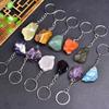 Llavero de Piedra Bruta de Cristal Natural Cadena de Bolsa de Mineral de Piedra Bruta Irregular Hebilla de Cadena Anillo Colgante Accesorios de Joyería Suministro Directo de Fábrica
