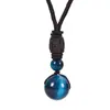 Venta Caliente Transfronteriza Amazon Colgante de Ojo de Tigre de 16MM Collar Colgante de Obsidiana Natural Amatista Venta al por Mayor
