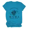 Camiseta Casual Europeia e Americana Homeschool Pr 22 6 Mama Transfronteiriça Verão Gola Redonda Manga Curta Tops Prontos para Mulheres