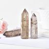 Venta caliente transfronteriza, columna de cristal de té natural, prisma hexagonal de una sola punta, piedra original pulida, columna de cristal ahumado, adornos de feng shui para el hogar y la oficina.