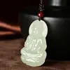 Colgante de Buda Guanyin de Imitación de Jade Hetian, Colgante Retro Estilo Chino, Collar de Buda Guanyin de Jade Afgano