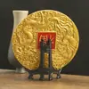 Novos Enfeites Auspiciosos de Dragão e Fênix em Relevo Dourado Areia com Placa Redonda de Bênçãos Enfeites de Decoração de Mesa de Escritório Presentes de Inauguração