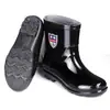 Botas de lluvia de invierno engrosadas, forradas de felpa, de caña corta, altura media pantorrilla para hombre, cálidas, impermeables, antideslizantes, adecuadas para obras de construcción, uso en cocina y como zapatos de goma