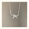 Collar sencillo con lazo nuevo de plata de ley s925 para mujer, con cadena de clavícula de circonita y diamantes de imitación de verano, combinable con todo.