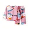 Pijama de Algodão e Seda Infantil de Verão Roupa de Casa para Meninas Conjunto Roupas Finas de Algodão e Seda Infantis para Meninos Roupas de Ar Condicionado para Bebês Meninas