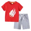 Camiseta infantil de verano 2023, nueva ropa infantil de comercio exterior, pantalones de manga corta de algodón coreano para niños, traje de dos piezas