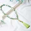 Jade Blanco Natural de Hainan Raíz de Bodhi Mitad Montaña y Mitad Agua Verde Flores Flotantes DIY Cadena de Mano para Hombres y Mujeres Cuerda de Cuentas Budistas