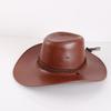 Sombrero de celebridad de la red, mismo estilo, primavera y otoño, sombrero de vaquero occidental, sombrero de cuero para montañismo para hombre, protector solar, sombrero de sol de ala grande para mujer