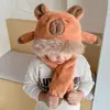 Gorro con Orejas Móviles, Estilo Celebridad de Internet, Gorro de Felpa con Bufanda de Invierno Integrada, Lindo Gorro Capibara para Protección de Orejas