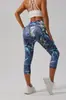 Nuevos leggings de yoga estampados tie-dye transfronterizos de 3/4, de cintura alta, suaves y cómodos, modernos para fitness y deportes