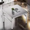Mesa Dobrável Espessa de Aço Inoxidável Espessado para Uso Doméstico, Mesa de Jantar ao Ar Livre, Mesa Quadrada Comercial, Perfeita para Barracas de Feira Noturna e Churrascos