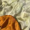 Tela de Mezcla Seda-Seda con Patrón de Musgo Amarillo Claro, Chaleco de Estilo Nacional Nuevo Estilo Chino, Qipao, Bolsita, Tela Hecha a Mano