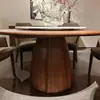 Nueva Mesa de Comedor de Madera Maciza Estilo Chino con Plato Giratorio de Piedra, Una Mesa y Seis Sillas, Mesa de Comedor Moderna Minimalista para el Hogar, Mesa Redonda de Madera de Fresno Blanco