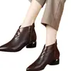 Botas femininas estilosas em estilo britânico, nova coleção outono/inverno 2026: botas de tornozelo, salto médio, salto grosso, versátil, forradas de fleece, botas de algodão quentes para mulheres