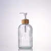 Botella de Lavado de Manos de Rayas Verticales de Alta Calidad, Vidrio Espeso, Botella Dispensadora Multifuncional para Loción y Gel de Ducha, Botella de Vidrio Resistente a la Humedad y al Calor