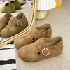 Casaco retro fosco Boken para mulheres que aumentam a altura, sapatos bordados de cobertura total, sapatos de fivela estilo novo, sapatos Birkenstock com sola macia de 4 cm