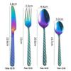 Talheres de Aço Inoxidável Transfronteiriços Colher e Garfo Faca Ocidental Cabo Espiral Colher de Café Faca de Bife, Garfo e Colher Conjunto de Quatro Peças