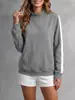 Sudadera de punto acanalado de cuello alto para mujer, estilo casual deportivo holgado con rayas en las mangas, nueva colección Otoño/Invierno 2026, europea y americana transfronteriza