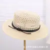 Sombrero de Paja Transpirable de Ala Plana con Calados Estilo Hepburn para Mujer, Sombrero de Paja para Vacaciones en la Playa de Verano