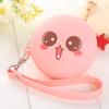 Monedero de dibujos animados para mujer, minimonedero creativo de silicona redondo con cremallera, bolso para auriculares, bolso de mano de color caramelo, llavero