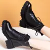 Botas Martin nuevas de suela gruesa para mujer de comercio exterior transfronterizo, botines cortos de cuero suave de tacón medio para otoño e invierno, botas de nieve de felpa con suela gruesa