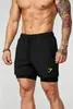 Pantalones Cortos Deportivos para Hombre 2 en 1 Doble Capa Músculo Entrenamiento Deportivo Fitness Casual Sueltos Estampados Secado Rápido