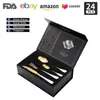 Cubiertos de Acero Inoxidable Transfronterizo de Amazon Cuchillo y Tenedor 1010 Cuchillo, Tenedor y Cuchara de Estilo Occidental Juego de 24 Piezas Cuchillo y Tenedor para Carne Caja de Regalo