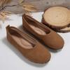 Zapatos Retro de Gamuza de Comercio Exterior Europeo y Americano de Boca Baja para Mujer, Punta Redonda Transfronterizos Casuales de Suela Blanda para las Cuatro Estaciones