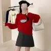Nuevo Suéter de Punto Coreano Estilo Salchicha Perro Dibujo Animado Estéreo Estampado Cuello Redondo Manga Larga Reductor de Edad Todo Fósforo para Mujer