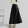 Falda de Lana Vintage para Mujer 2026 Nueva de Cintura Alta Adelgazante Acampanada Larga con Textura Plisada y Elegante Diseño de Paraguas A14167
