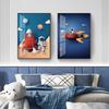 Pintura decorativa de dibujos animados de lujo ligero para habitación infantil junto a la cama, mural para habitación de niños y niñas, pintura colgante para pared de fondo de sofá de astronauta