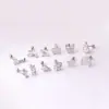Pendientes de Tachuela Corona Estilo Pistola Mariposa de Varilla Fina de 0.8 mm con Colgantes Roscados de Estrella y Luna, Tachuelas de Cartílago de Zirconia, Accesorios de Oreja de Moda