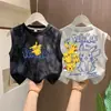 Chaleco sin mangas de algodón puro de verano 2026 para niños, Top holgado Tie-Dye de estilo urbano moderno