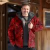 Nueva Chaqueta Acolchada de Algodón Punk de Invierno para Hombre 2024 Cárdigan Estampado Digital Moda Urbana Chaqueta Acolchada de Algodón con Capucha